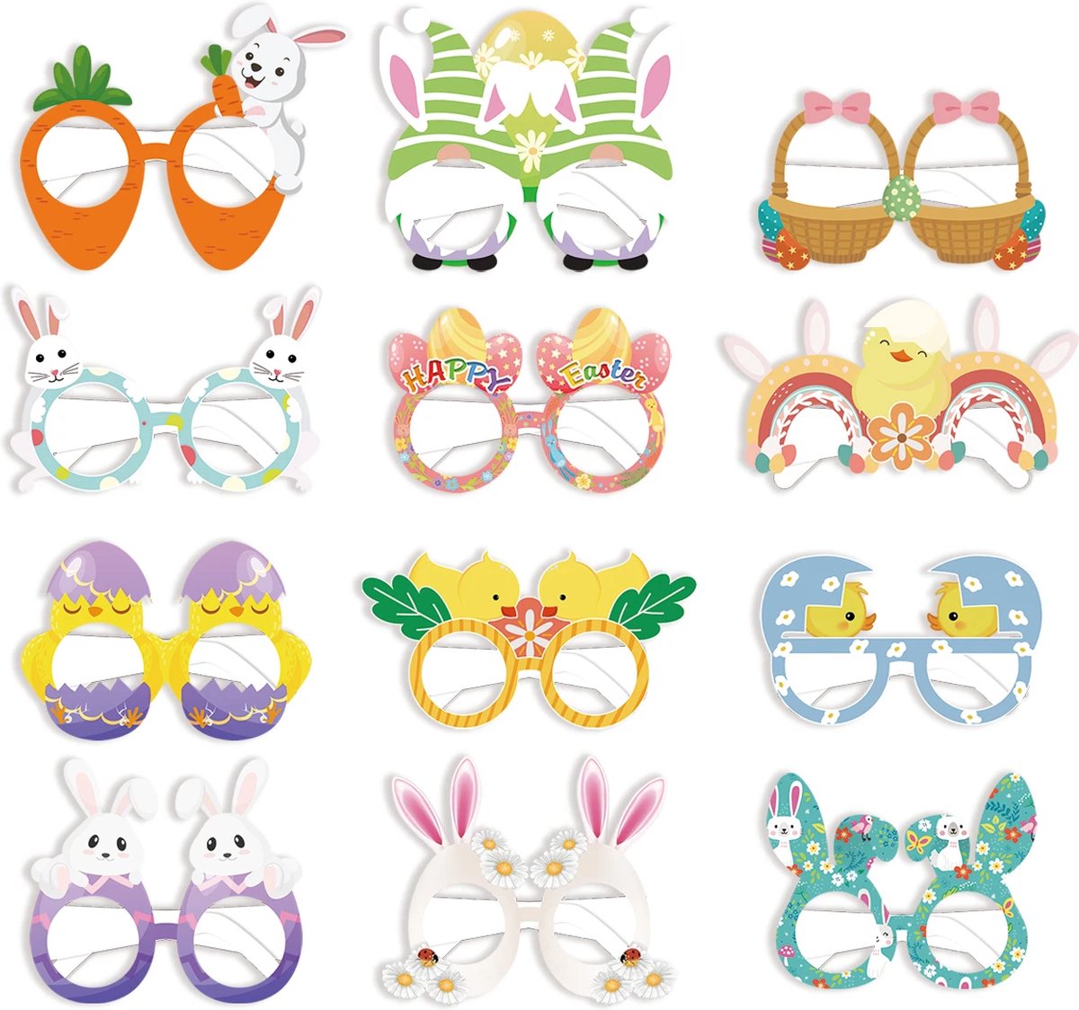 Pasen | PASEN23 | Easter | Paashaas | Brillen | Set van 6 in Willekeurige kleuren